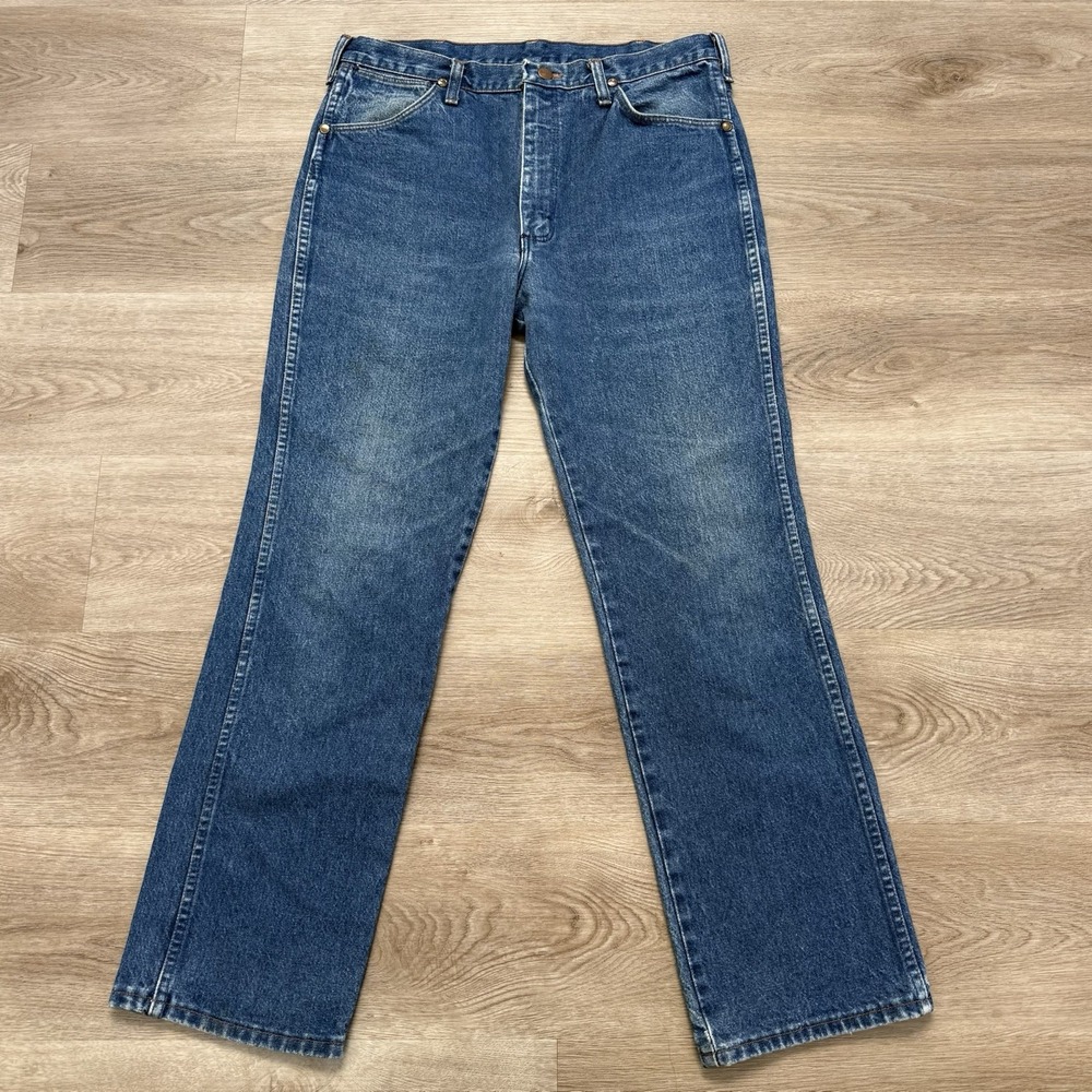 Vintage 70s Wrangler Jeans Mens 936DEN Slim USA Scovill Denim 36x31 Fits 34x30